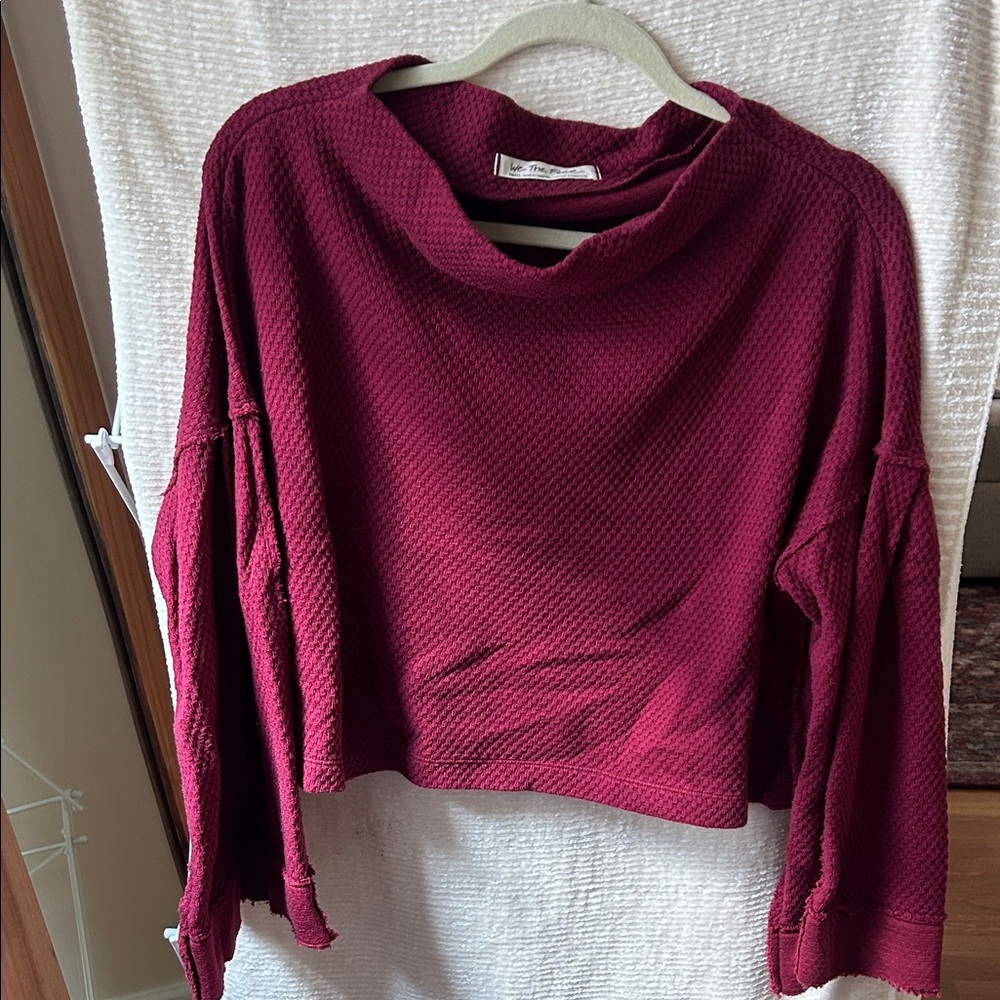We The Free Maroon Textured Knit sweater